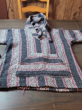Earth Ragz Striped Baja Pullover Hoodie Small